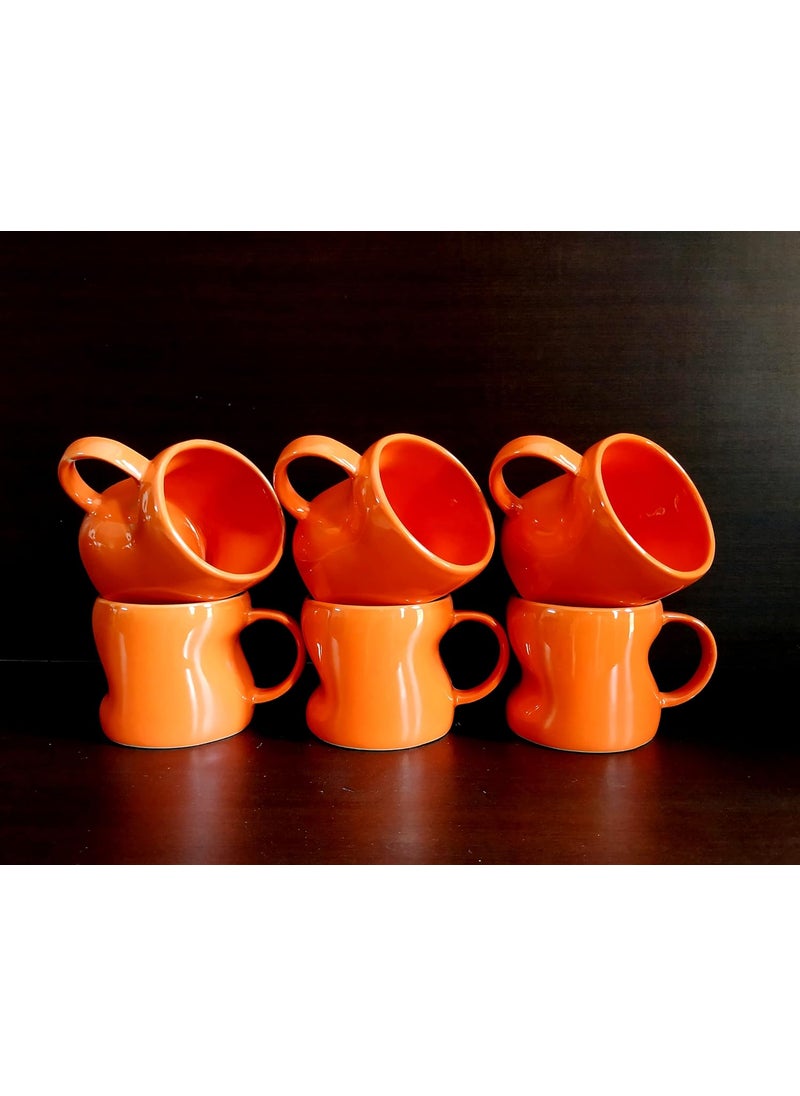 MOODY PANDA MOODY PANDA Artistic Cup Set of 6 Cup Set Stoneware Tea Cups 150 ml Designer Cups Coffee Cups Cups Set  - Image 2