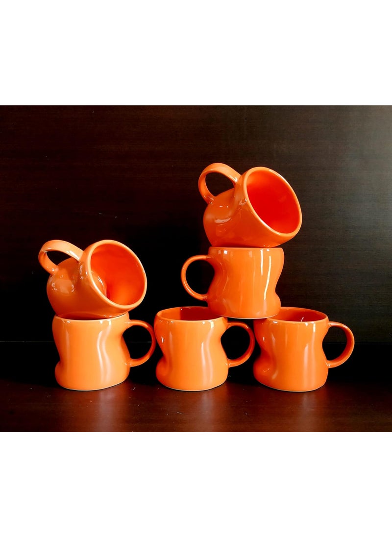 MOODY PANDA MOODY PANDA Artistic Cup Set of 6 Cup Set Stoneware Tea Cups 150 ml Designer Cups Coffee Cups Cups Set  - Image 4