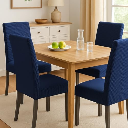 Aertiavty Chair Covers for Dining Room 6 Pack Chair Seat Cover for Dining Room Kitchen, Parsons Chair Covers Dining Chair Slipcover, Navy Blue - Image 2
