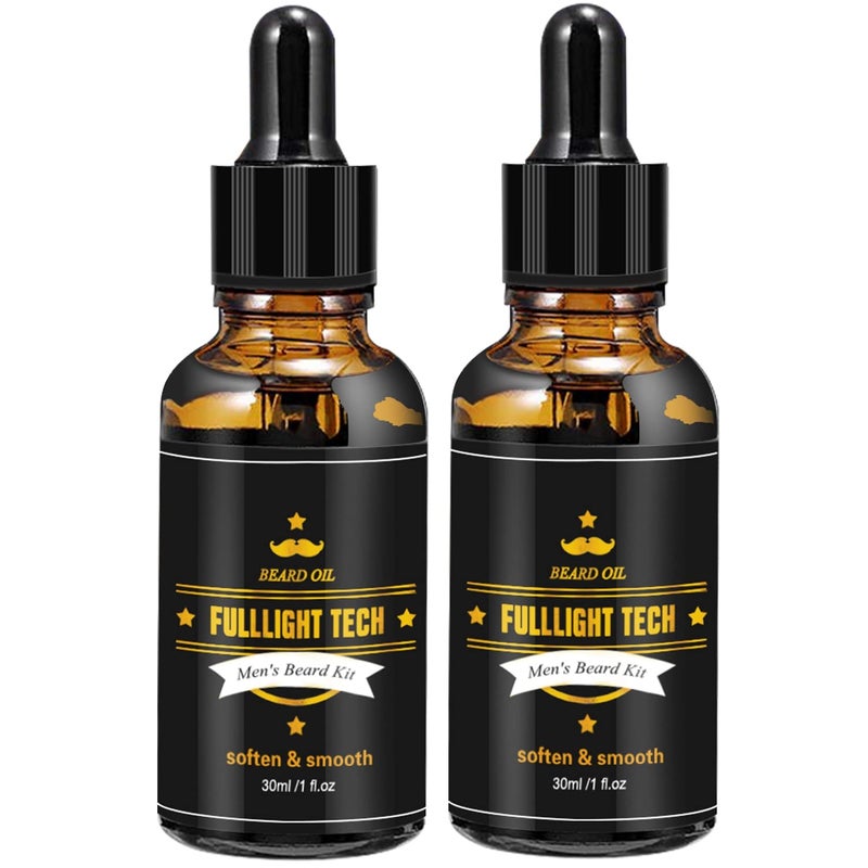 FULLLIGHT TECH 2 Pack Beard Oil for Men Growth 100 Natural Argan OilJojoba Oil Leave in Conditioner Softener for Mustache Grooming Moisturizing