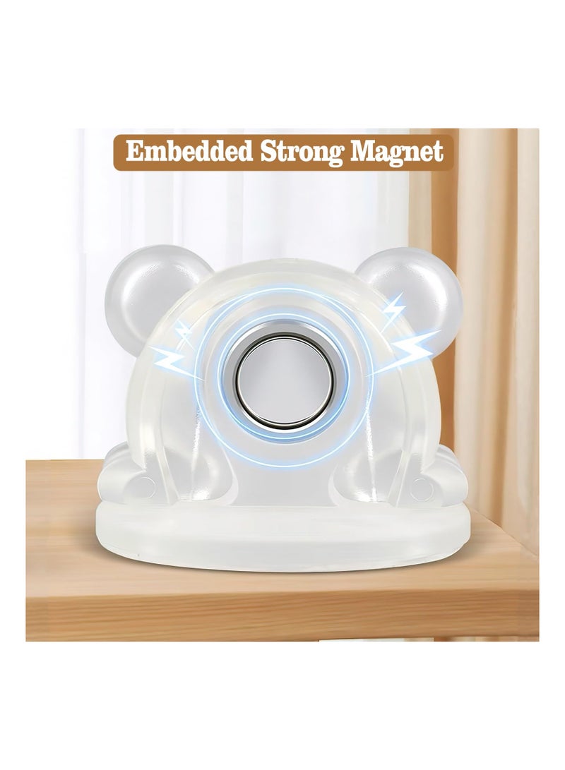 SOLARAE 2Pcs Magnetic Door Stoppers, Protect The Door from Collision When Opened, Cute Door Stop for Bottom of Door, No Drilling Magnetic Door Catch for Door of Bedroom, Balcony, Kitchen, Entry (Clear) - Image 3