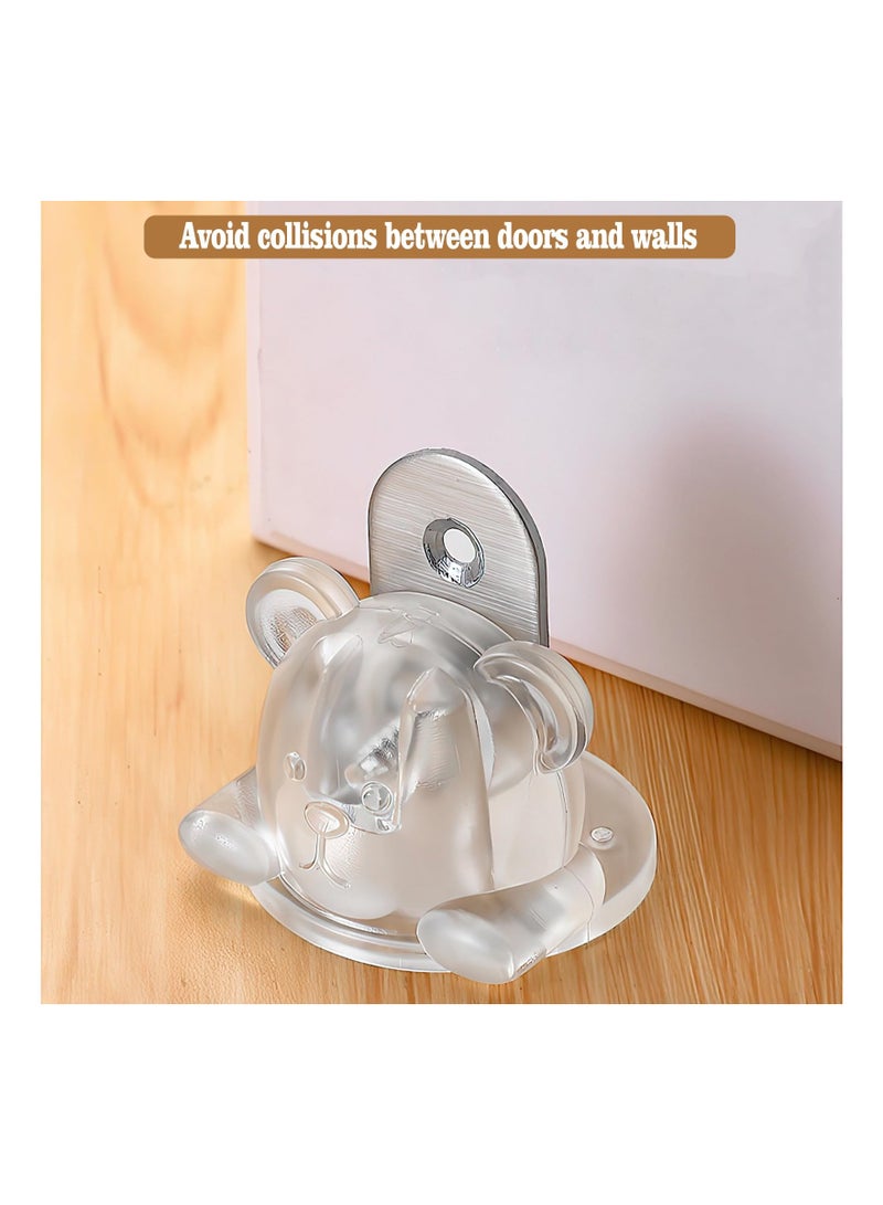 SOLARAE 2Pcs Magnetic Door Stoppers, Protect The Door from Collision When Opened, Cute Door Stop for Bottom of Door, No Drilling Magnetic Door Catch for Door of Bedroom, Balcony, Kitchen, Entry (Clear) - Image 5