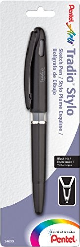 Pentel Arts Tradio Stylo Sketch Pen, Black Ink, Pack of 1 (TRJ50BPA) - Image 1