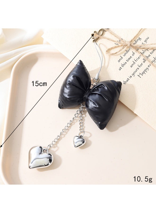 NIBEMINENT Phone Charm/ Chain Strap for Women Girls, Silver Bow Cell Phone Case Lanyard Wrist Strap