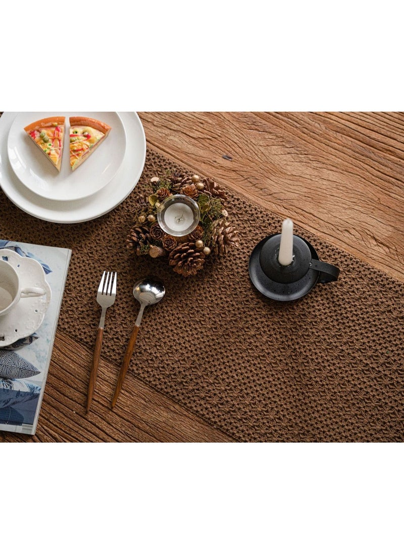 Generic Boho Brown Table Runner Vintage Farmhouse Bohemian Crochet Macrame Table Runner for Wedding Party Coffee Dining Table Decor Brown 30*180cm  - Image 4
