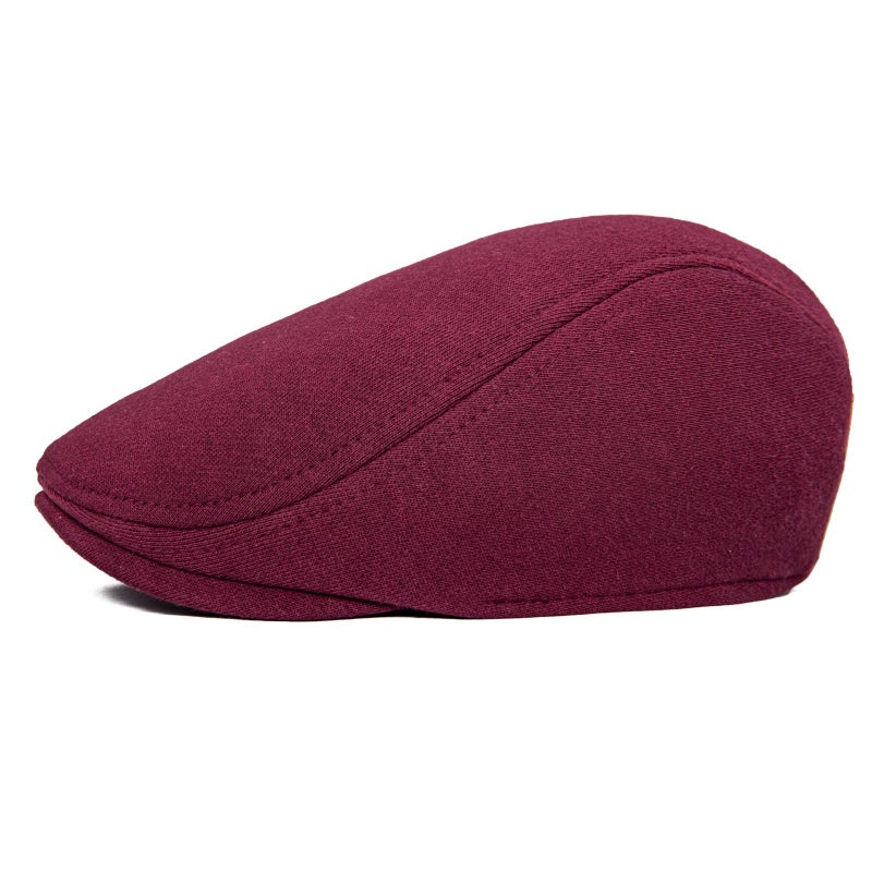 VOBOOM Men's Cotton Flat Ivy Gatsby Newsboy Driving Hat Cap (Burgundy) - Image 2