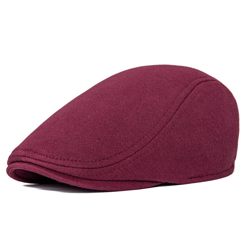 VOBOOM Men's Cotton Flat Ivy Gatsby Newsboy Driving Hat Cap (Burgundy) - Image 1