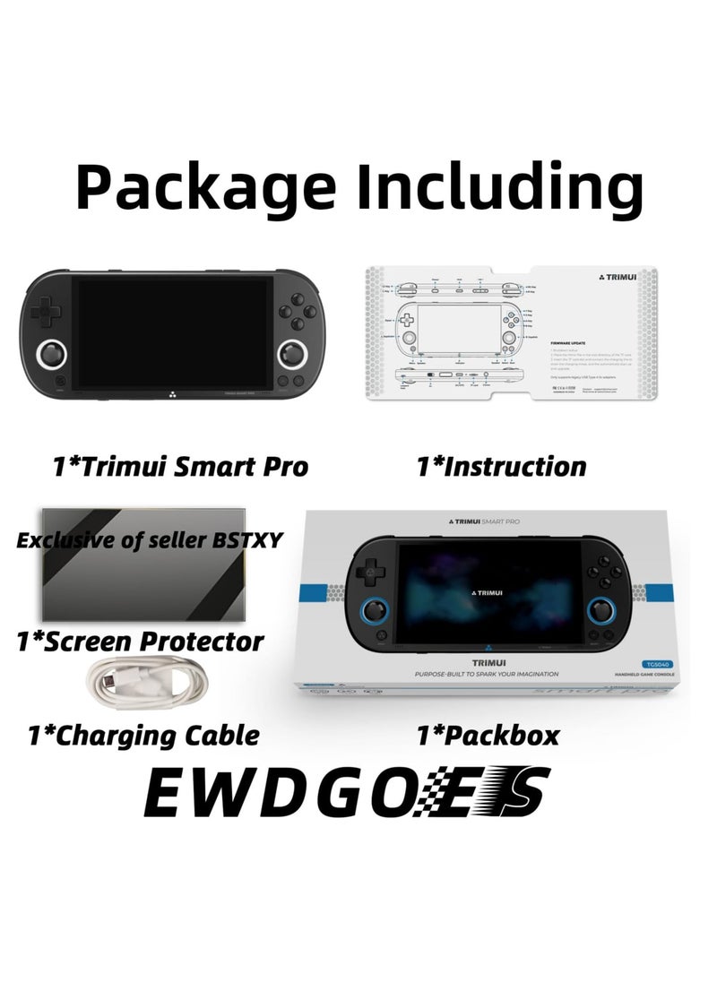 Generic - Trimui Smart Pro 5-inch Handheld Game Console Preinstalled Emulator System 128GB (Black) - Image 1