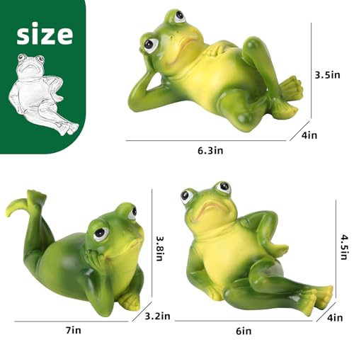 LEGIFO Frog Figurine Garden Decor Set of 3, Funny Lazy Frog Garden Statues Yard Decoration Outdoor Holiday Decorations, Unique Yart Art Outdoor Lawn Ornament for Outside Pond Pool Patio Front Porch Backyard - Image 5