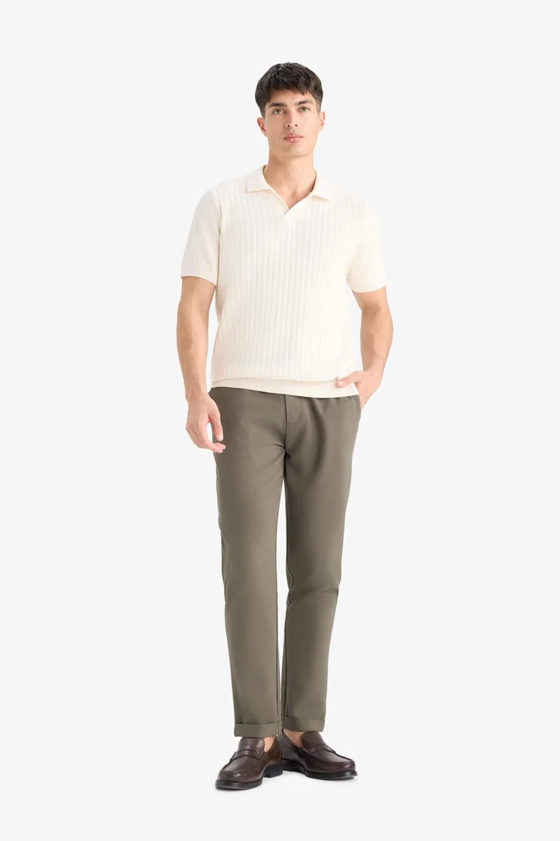 ديفاكتو Standard Fit Short Sleeve Knitwear Cotton Polo T-Shirt