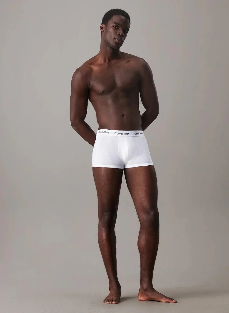 Calvin Klein White/Black/Strip Black +White 3 Pack Low Rise Trunks - Cotton Stretch for Men | Best Price UAE
