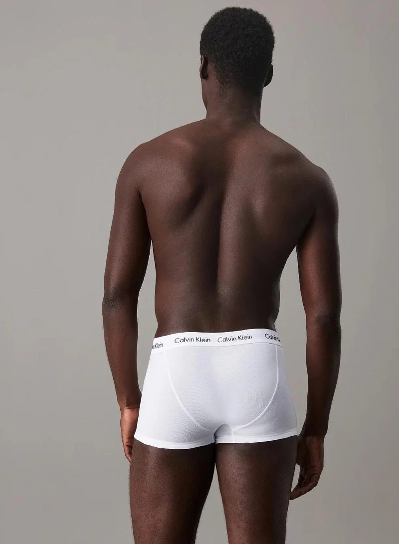 Calvin Klein White/Black/Strip Black +White 3 Pack Low Rise Trunks - Cotton Stretch for Men | Best Price UAE