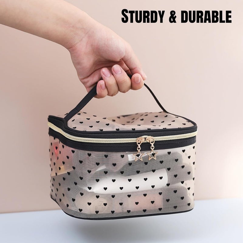 5 Pieces Set Mesh Makeup Bag - Transparent Cosmetic Bag for Women & Girls - Image 4