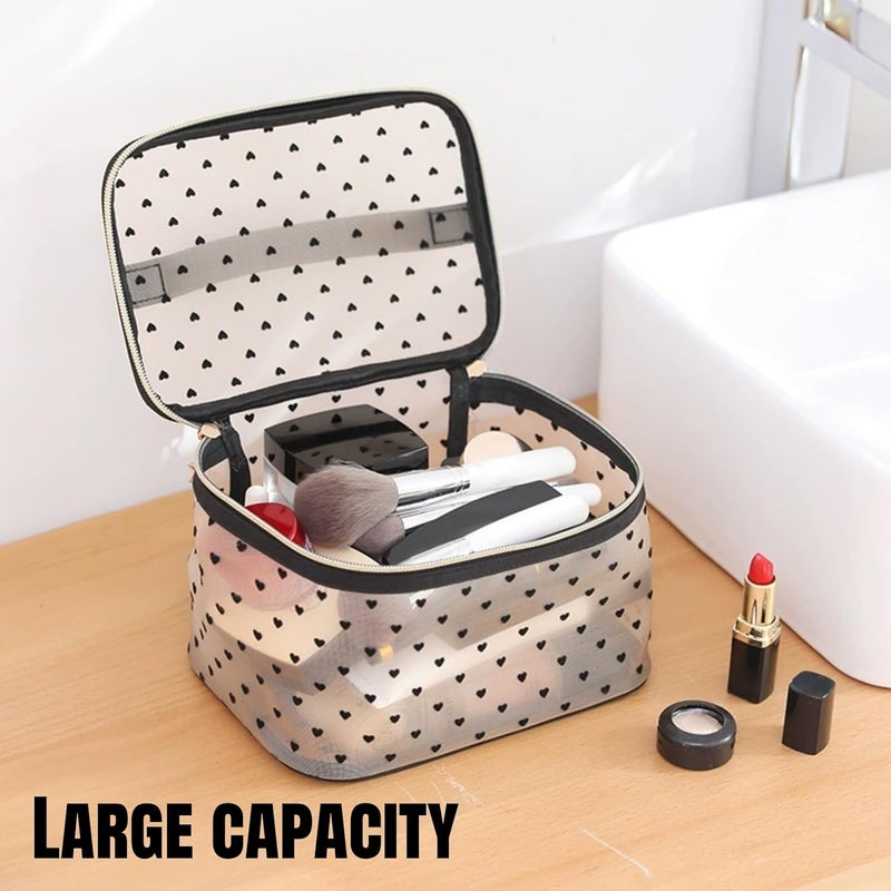 5 Pieces Set Mesh Makeup Bag - Transparent Cosmetic Bag for Women & Girls - Image 5