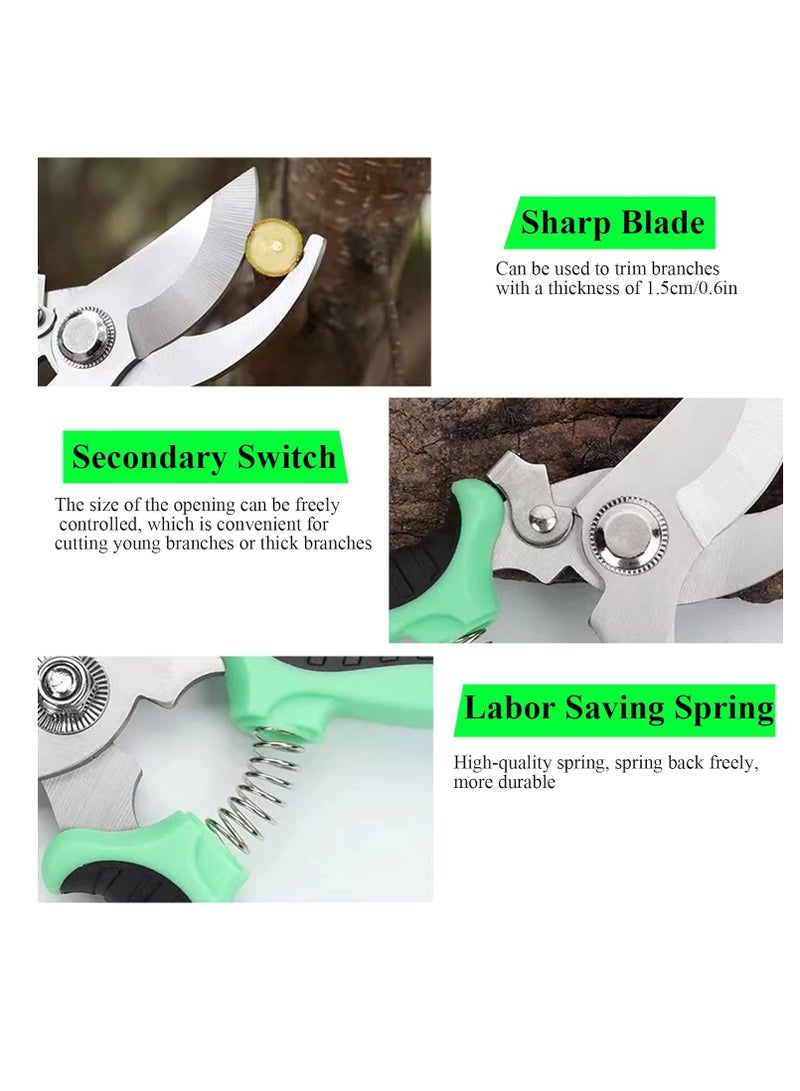Generic 19cm Hand Gardening Cutter Professional Garden Scissors with Stainless Steel Blade Ultra Sharp Scissors for Trimming Fruits Flowers Plants Green  - Image 4