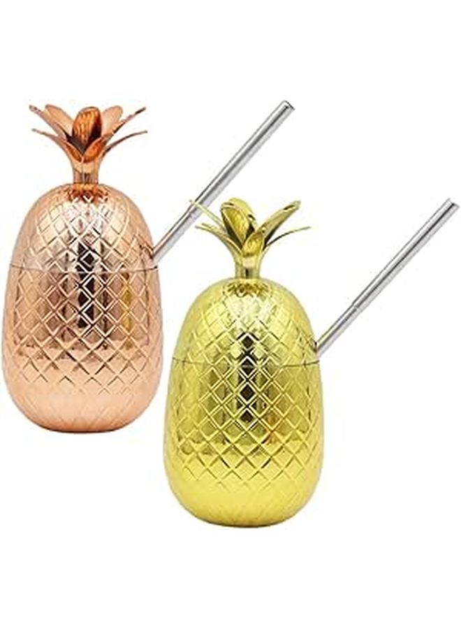 2 Sets Pineapple Shaped Cocktail Cups Drink Tumblers For Party Bar Birthday Celebration - Image 1
