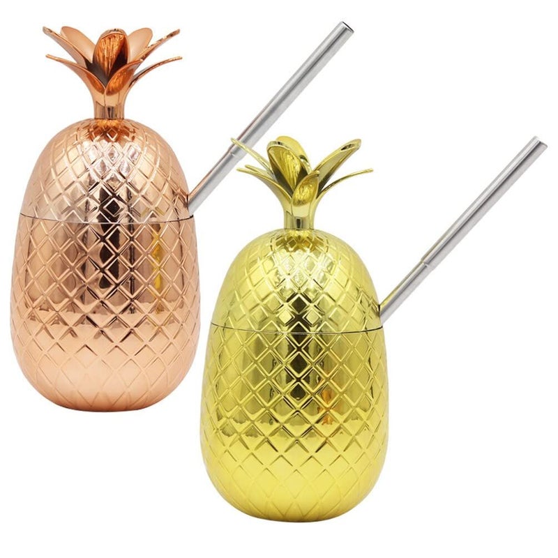 2 Sets Pineapple Shaped Cocktail Cups Drink Tumblers For Party Bar Birthday Celebration - Image 2