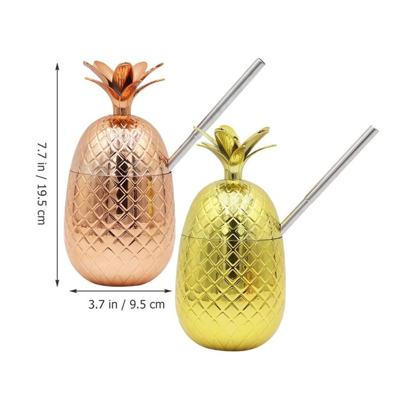 2 Sets Pineapple Shaped Cocktail Cups Drink Tumblers For Party Bar Birthday Celebration - Image 3