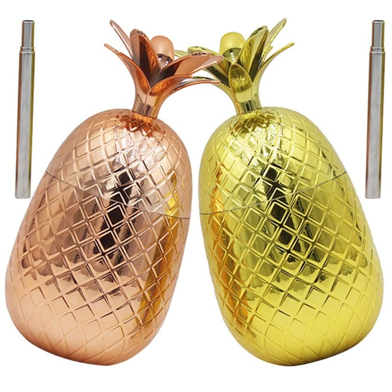 2 Sets Pineapple Shaped Cocktail Cups Drink Tumblers For Party Bar Birthday Celebration - Image 4