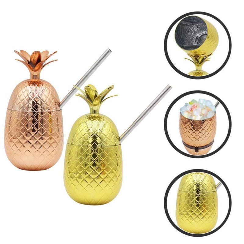 2 Sets Pineapple Shaped Cocktail Cups Drink Tumblers For Party Bar Birthday Celebration - Image 5