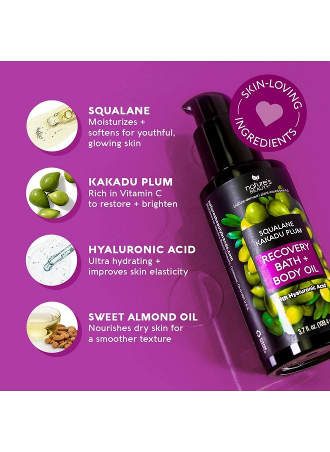 Nature's Beauty Squalane Kakadu Plum Recovery Bath + Body Oil Multi-Pack - Restore & Nourish Your Skin, Quick-Absorbing, Made W/ Hyaluronic Acid + Vitamin C + Almond Oil, 3.7 Fl Oz (2 Pack)  - Image 2