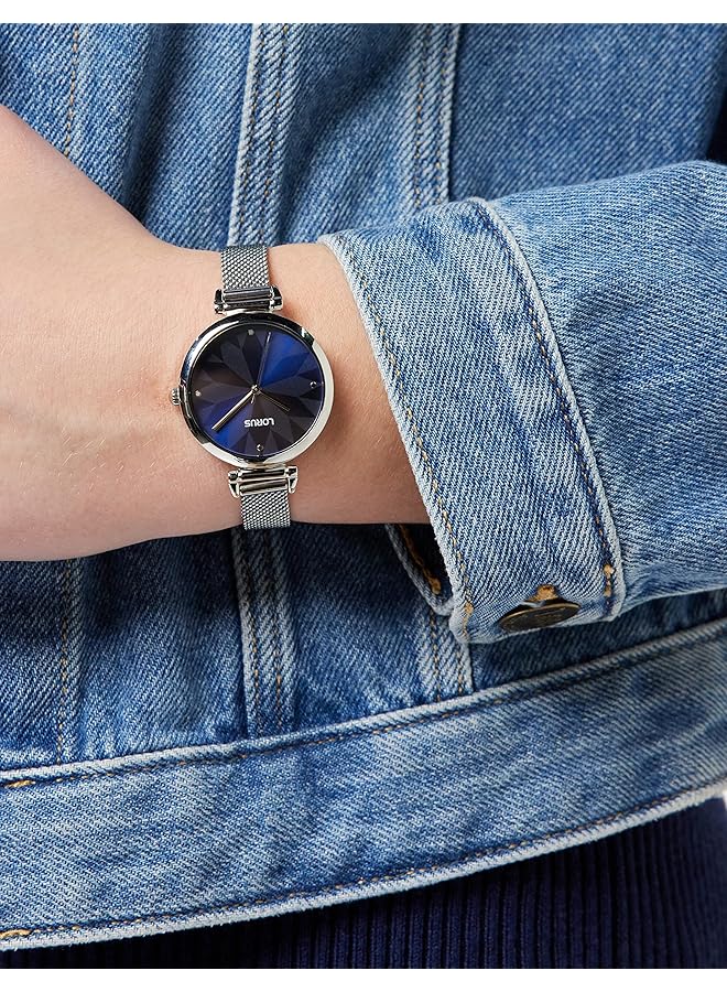 لوراس ساعة كوارتز تناظرية من الفولاذ المقاوم للصدأ بمينا أشعة الشمس باللون الأزرق الداكن للنساء Rg209Tx9 - Image 2