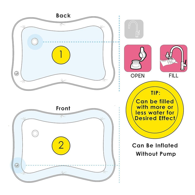 Tummy Time Water Play Mat for Babies, Inflatable Activity Centre, Multicolour  - Image 3