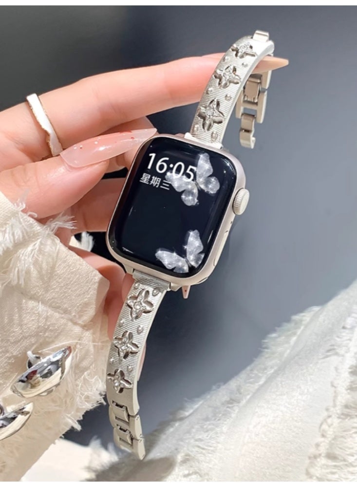 Watch Strap Advanced Metal Replacement Strap Bracelet Star Silver For iwatch4/5/6/se(40mm) - Image 4