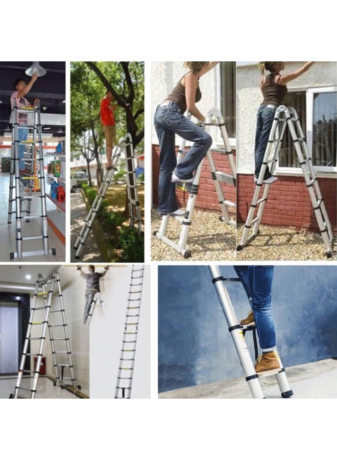 سلم تلسكوبي على شكل A Frame ارتفاع 5 متر – خفيف الوزن وقابل للتمديد – سلم ألومنيوم متعدد الاستخدامات مع مثبت أمان - Image 5