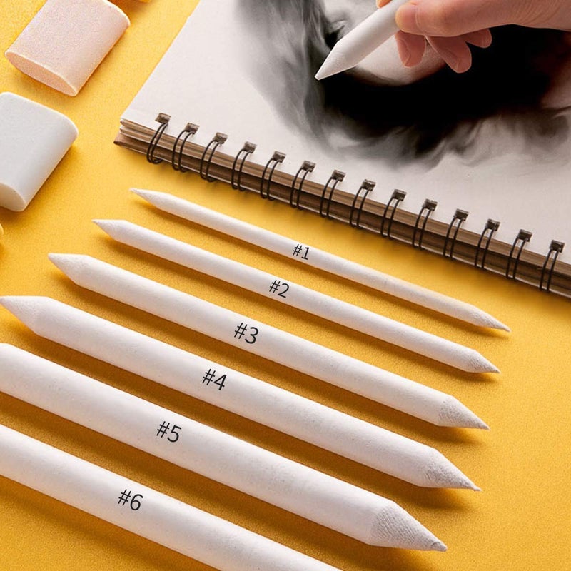 Definite عصا مزج ورق أبيض/خلاط فني/تورتيونز لتلطيف أو مزج الفحم، الشمع والجرافيت (مع ممحاة قابلة للعجن ورق صنفرة) - Image 3