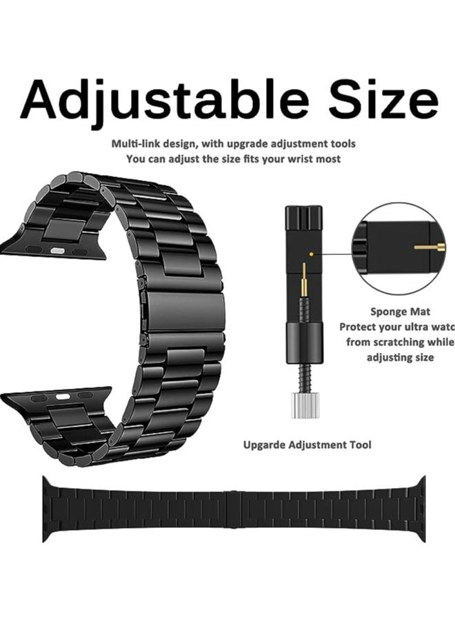 keloray Compatible with Apple Watch Ultra 2 Band and Case, Stainless Steel Metal Chain with TPU Cover, Smart-Watch Link Bracelet Strap for men, Wrist-Band for i-Watch Ultra, 49mm, Black - Image 2