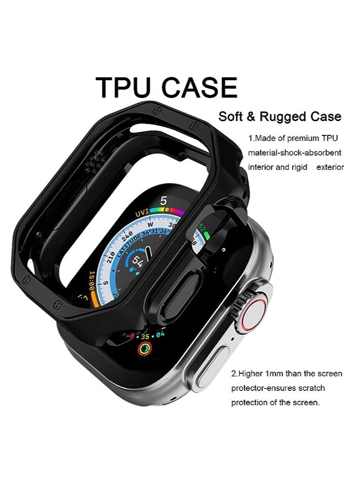 keloray Compatible with Apple Watch Ultra 2 Band and Case, Stainless Steel Metal Chain with TPU Cover, Smart-Watch Link Bracelet Strap for men, Wrist-Band for i-Watch Ultra, 49mm, Black - Image 4