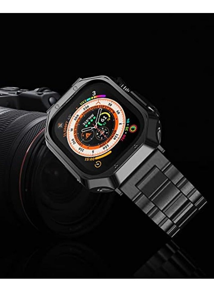keloray Compatible with Apple Watch Ultra 2 Band and Case, Stainless Steel Metal Chain with TPU Cover, Smart-Watch Link Bracelet Strap for men, Wrist-Band for i-Watch Ultra, 49mm, Black - Image 5