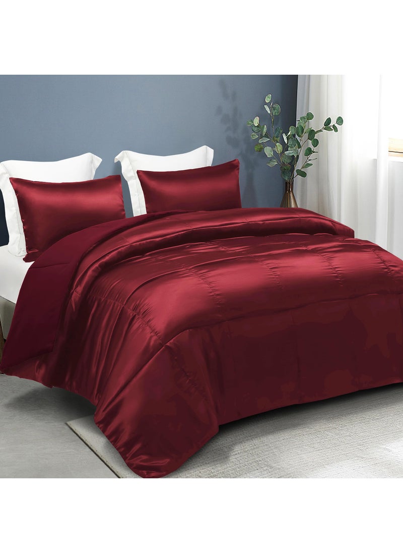 Whale Flotilla Whale Flotilla 2-Piece Reversible Twin Size Silky Soft Comforter Set/Bedding Set  Luxury Satin Comforter with Satin Pillowcase  Lightweight Duvet Set for All Seasons  Red  - Image 2