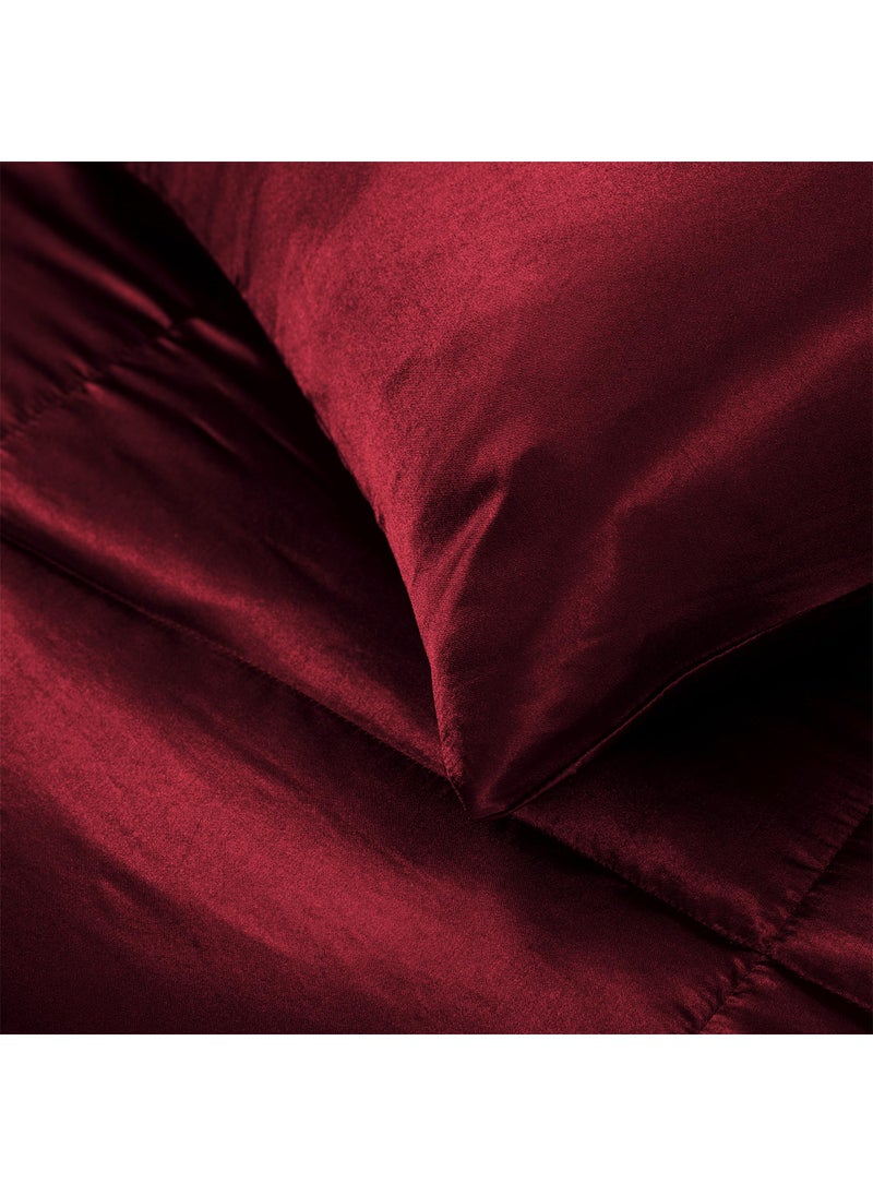 Whale Flotilla Whale Flotilla 2-Piece Reversible Twin Size Silky Soft Comforter Set/Bedding Set  Luxury Satin Comforter with Satin Pillowcase  Lightweight Duvet Set for All Seasons  Red  - Image 3