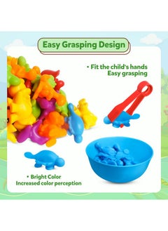 kizh Counting Dinosaurs Toys Matching Games With Sorting Bowls For Kids Toddler Learning Activities Preschool Must Have Manipulatives Montessori Fine Motor Skills Toys Age 3 4 5 Years (Dinosaurs)  - Image 4