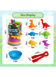 kizh Counting Dinosaurs Toys Matching Games With Sorting Bowls For Kids Toddler Learning Activities Preschool Must Have Manipulatives Montessori Fine Motor Skills Toys Age 3 4 5 Years (Dinosaurs)  - Image 2