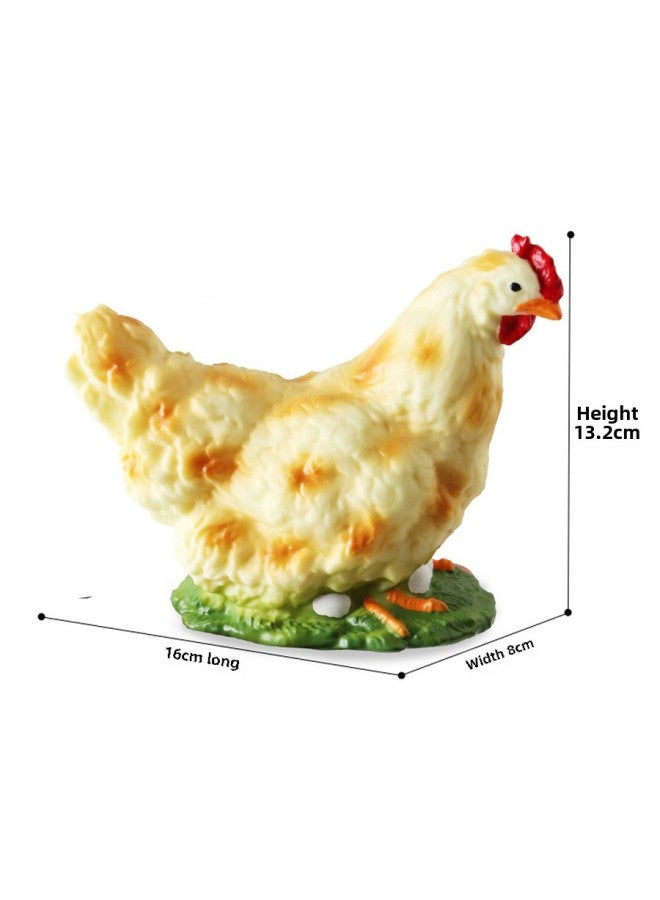 لعبة نموذج حيوانات اصطناعية تعليمية من البلاستيك الناعم الإدراكي للأطفال، زخارف مزرعة الدجاج والبط والإوز - اللون: 【مطاط ناعم】 دجاجة - Image 1