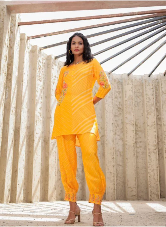 #Be Bright & elegant yellow printed kurta set