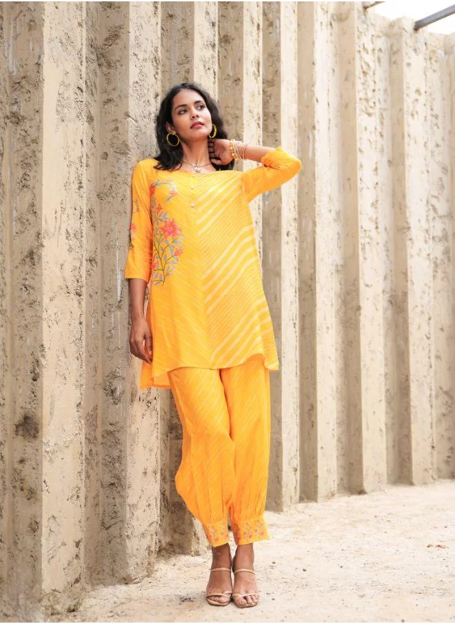 #Be Bright & elegant yellow printed kurta set