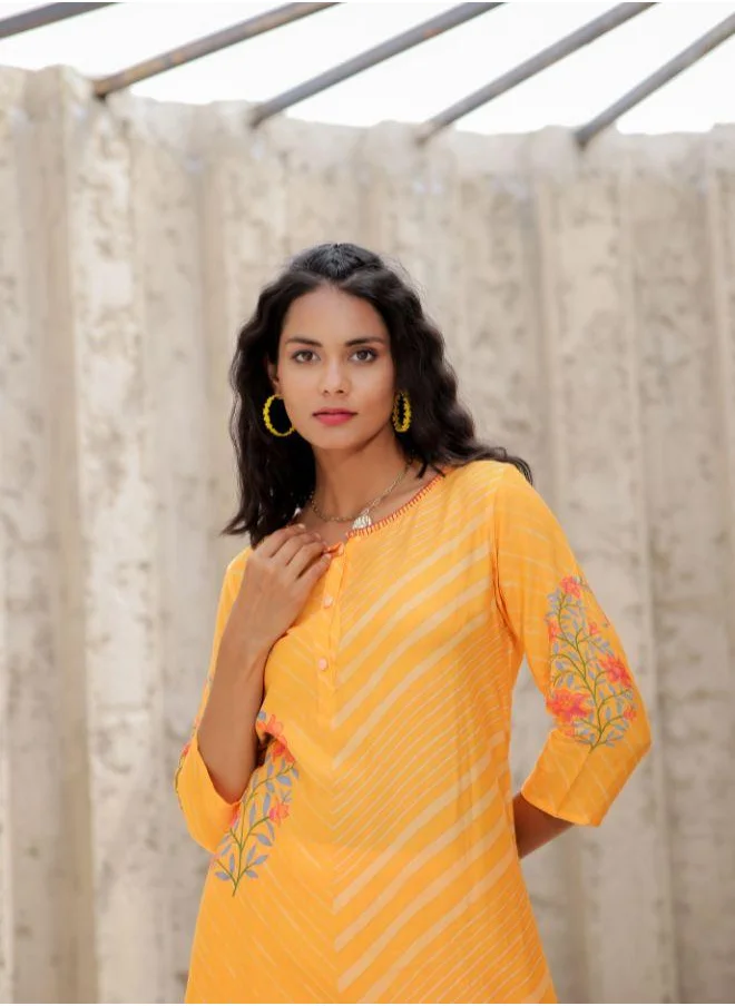 #Be Bright & elegant yellow printed kurta set