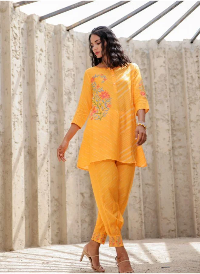 #Be Bright & elegant yellow printed kurta set