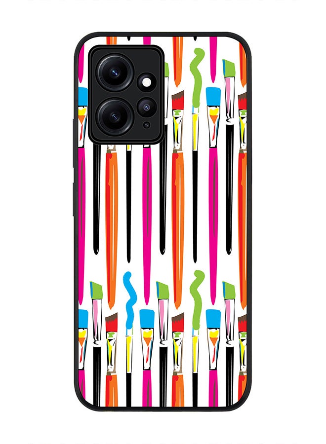 Stylizedd Rugged Black edge case for Redmi Note 12 4G Slim fit Soft Case Flexible Rubber Edges Anti Drop TPU Gel Thin Cover - Paint Brush - Image 1