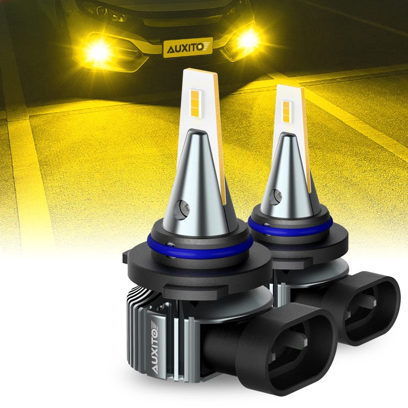 AUXITO 9006 HB4 LED Fog Light Bulbs 3000K Amber Yellow 6000 LM High Brightness 30W Play and Plug Super Penetration with 12 CSP Chips Waterproof DRL Bulbs Replacement for Cars Pack of 2