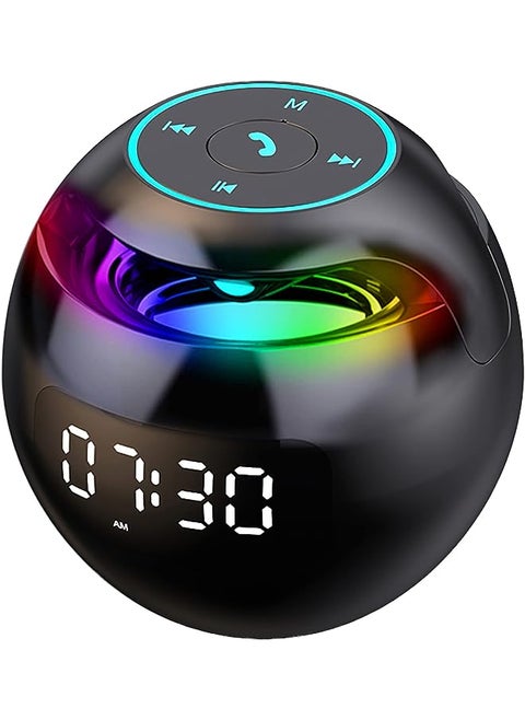 Alarm Clock, Premium Desk Clock and Bedside Clock with FM Radio, Large Led Display, Bluetooth Speaker with Night Light, Motion Sensor, MP3 Player, Smart Loud Clock for Bathroom, Kids (Black)