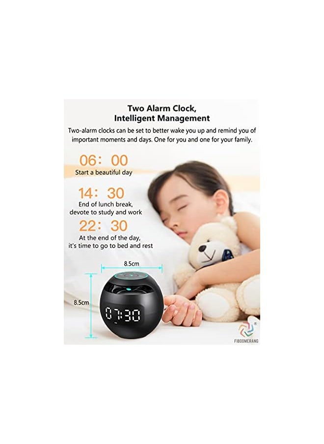 vesus - Alarm Clock, Premium Desk Clock and Bedside Clock with FM Radio, Large Led Display, Bluetooth Speaker with Night Light, Motion Sensor, MP3 Player, Smart Loud Clock for Bathroom, Kids (Black) - Image 1