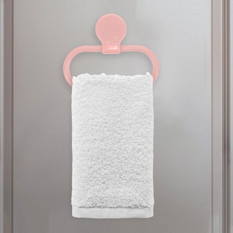 Self Adhesive Towel Holder Ring No Drilling Easy Peel and Stick Wall Mounted Pink - Image 4