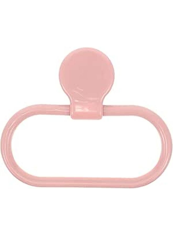 Self Adhesive Towel Holder Ring No Drilling Easy Peel and Stick Wall Mounted Pink - Image 1