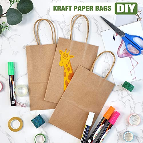 RanGit Bhumi- Kraft Paper Bags with handles - Small Party Favor Goodies Candies Return Gift Bag, Brown Paper Carry Bags for Shopping Retail, Disposable (6x4x8 in Brown, 50 pack) - Image 3