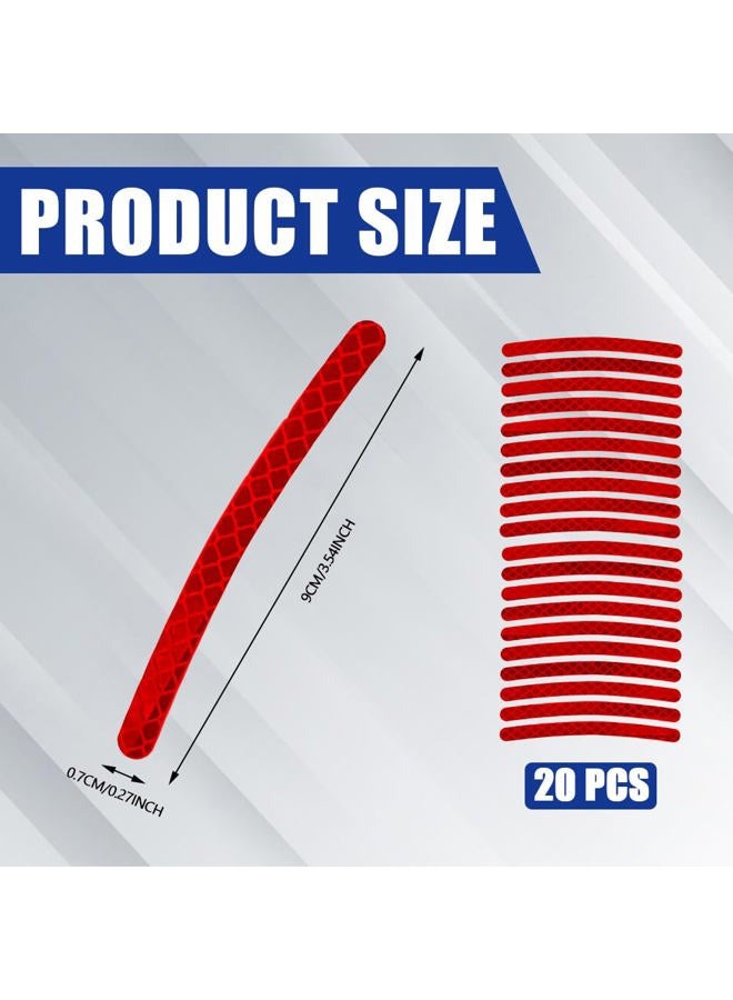 PACLVIO 20PCS Car Wheel Stripe Reflective Stickers, Anti-Scratch Reflective Rim Stickers, Night Safety Warning Car Stickers, Car Accessories Waterproof Night Safety Decals for Most Cars (Red) - Image 2